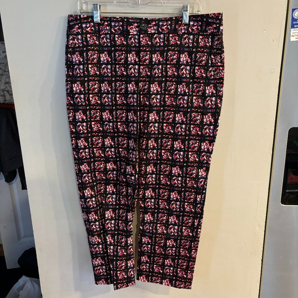 BANANA REPUBLIC Women’s Pink Floral Plaid Print Hampton Pants Size 10